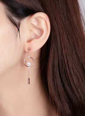 925银针珍珠蝴蝶结锆石流苏耳环女轻奢高级感耳钉耳饰品2026新款