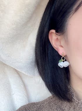 铃兰纯银耳环白色森系花朵耳饰