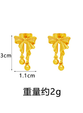 古风沙金蝴蝶耳钉不掉色