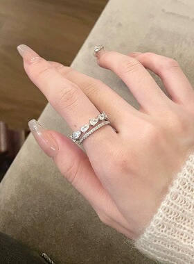 S925银满天星锆石可调女戒