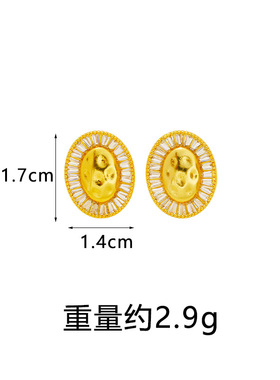 古风沙金耳钉密镶锆石不掉色