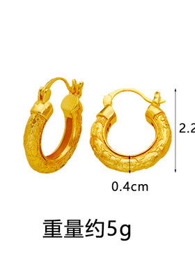 轻奢古风沙金圆环耳钉2026新款