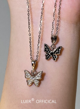 鹿尔蝴蝶锆石项链加厚