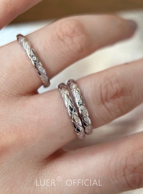 精致细版!经典小香风菱格戒指!通体纯银不褪色高级感百搭叠戴指环