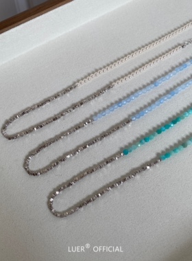 纯银天然海蓝宝天河石