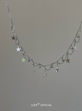 缠绕编织亮片星星锁骨链Luer