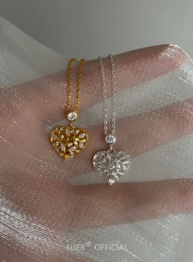 精工!法式复古vintage雕花锆石爱心通体S925银轻奢锁骨链项链小众