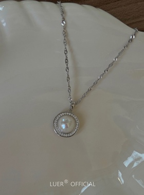 回馈!天然淡水珍珠 法式优雅chic精致通体纯银轻奢镶钻项链锁骨链