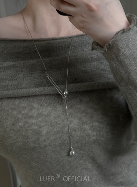 回馈!通体纯银毛衣链!进口施家强光珍珠轻奢项链精致气质简约银饰