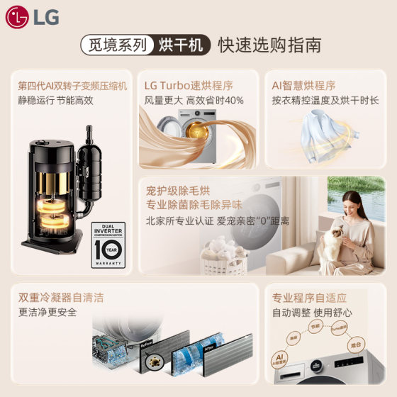 [觅境智能投放]LG12+10洗烘套装真变频热泵洗衣机烘干机组合