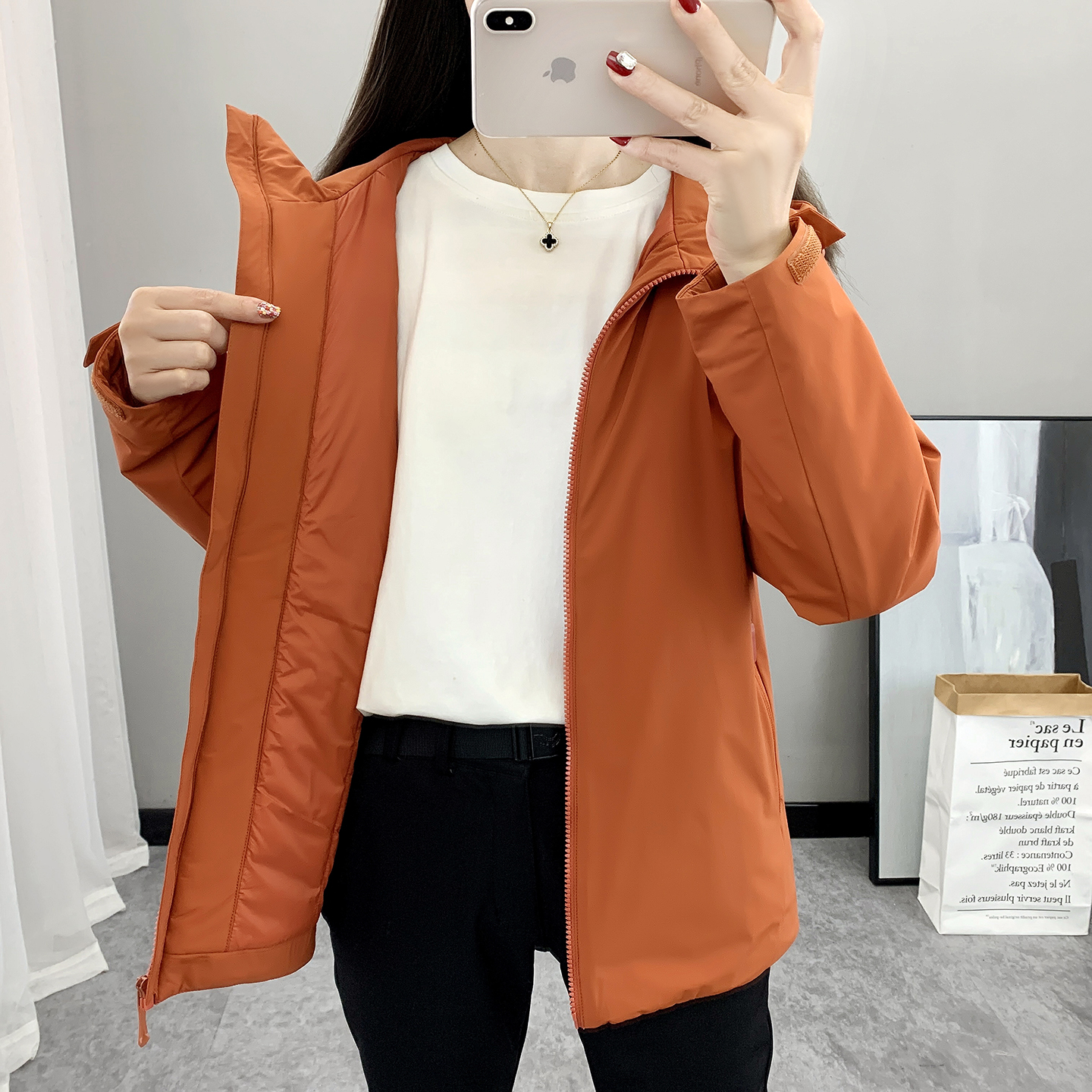 2025冬季棉衣外套女士连帽加棉冲锋衣保暖防风防水休闲户外棉服 - 图1