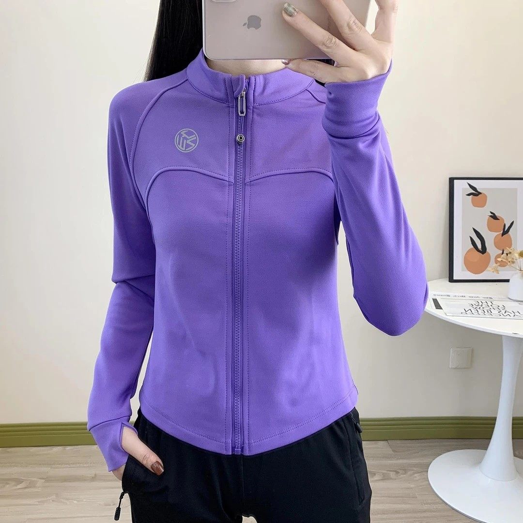 秋冬季薄绒外套健身衣女修身套指开衫保暖运动上衣舞蹈跑步瑜伽服,淘宝优惠券,粉丝福利购,淘宝优惠卷