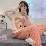 Осенняя демисезонная коралловая бархатная пижама, милый фланелевый комплект, домашняя одежда, коллекция 2023, увеличенная толщина