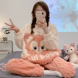 Осенняя демисезонная коралловая бархатная пижама, милый фланелевый комплект, домашняя одежда, коллекция 2023, увеличенная толщина