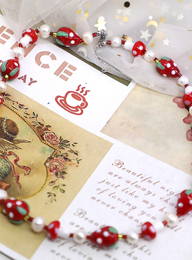 欧美水果复古韩版草莓项链琉璃