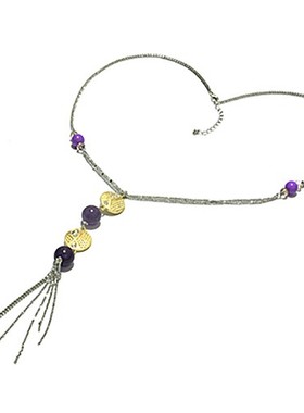 老货默认瑕疵紫水晶珠毛衣链