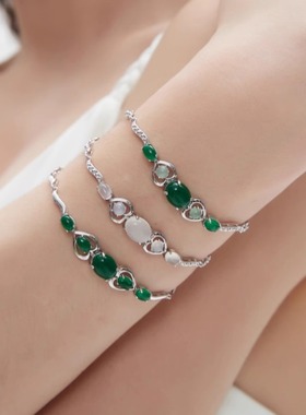 绿玉髓手链女纯银精致轻奢高级感