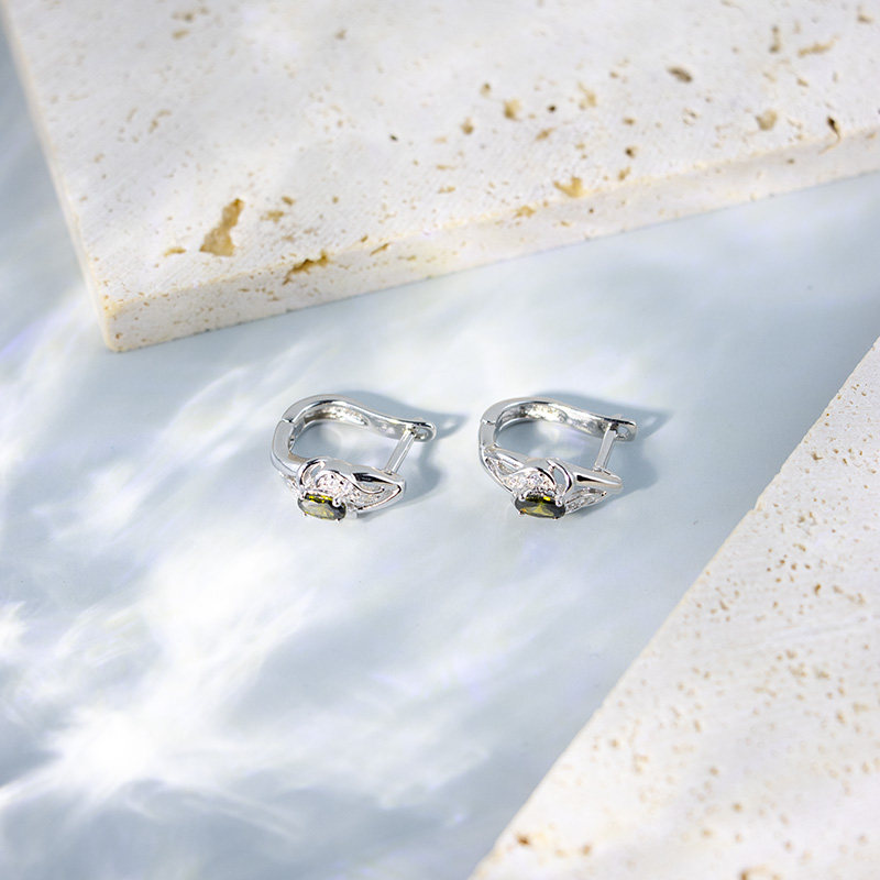 leqiyuan橄榄绿宝石耳钉女轻奢小众法式原创新颖耳饰耳环,淘宝优惠券,粉丝福利购,淘宝优惠卷