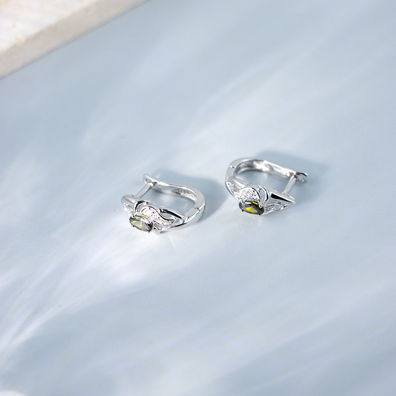 leqiyuan橄榄绿宝石耳钉女轻奢小众法式原创新颖耳饰耳环,淘宝优惠券,粉丝福利购,淘宝优惠卷