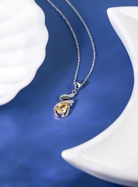 黄宝石项链女招财黄钻轻奢锁骨链