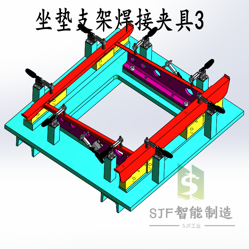 长江750摩托坐垫支架焊接夹具托架SW设计成品装图纸三维模型图,淘宝优惠券,粉丝福利购,淘宝优惠卷
