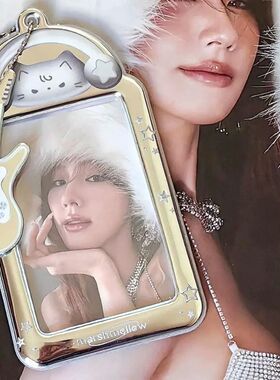 Ins Cartoon Cat Rabbit Photo Card Holder With Bass Pendant S