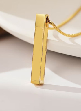 Necklace, long pillar, titanium steel