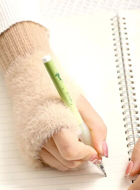 Women's Winter Long Wrist Half Finger Gloves, Thermal Fleece