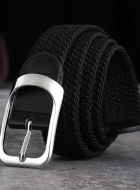 Canvas belt men and women without perforated square buckle b