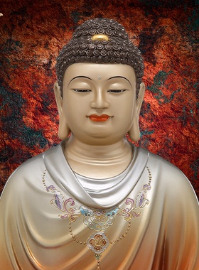 释迦摩尼神像三宝佛像如来佛祖阿弥陀佛药师佛娑婆三圣东来紫铜像