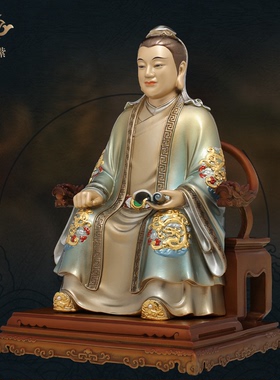 东来紫黄铜常仙太爷常仙太奶神像摆件工艺品装饰家居供奉铜摆件