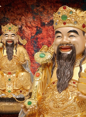 文财神爷供奉神像东来紫铜像黄铜摆件官方旗舰店开过店铺光五路招