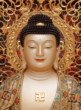 东来紫四巾繁花宝相全堂佛弥勒地藏释迦摩尼观音黄铜工艺摆件