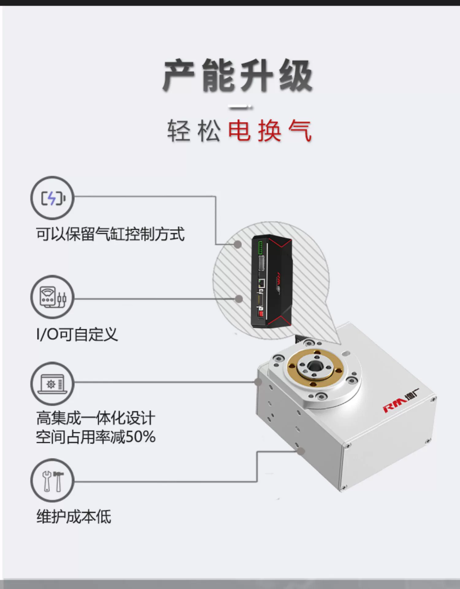 增广 RM-RT小型一体式电动伺服旋转缸电缸含控制器高精度-图3