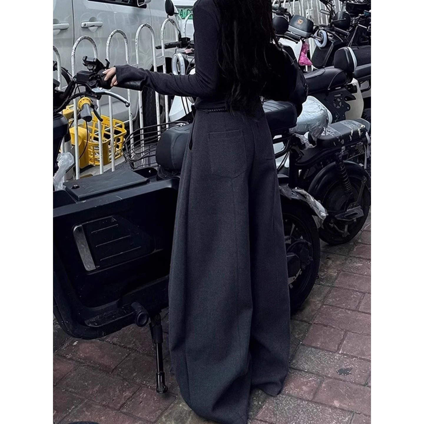 高个子超长深灰色加绒毛呢西装裤女秋冬高腰宽松加长拖地弯刀裤子,淘宝优惠券,粉丝福利购,淘宝优惠卷