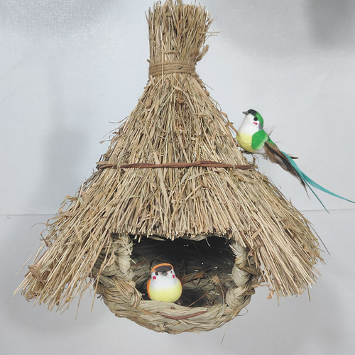 手工草编鸟巢 草编鸟窝鸟笼小鸟用品花园别墅天花工程装饰 - 图2