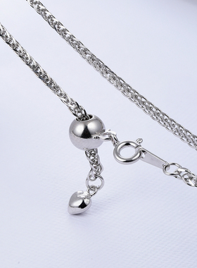 925银可调节长款厘米毛衣链