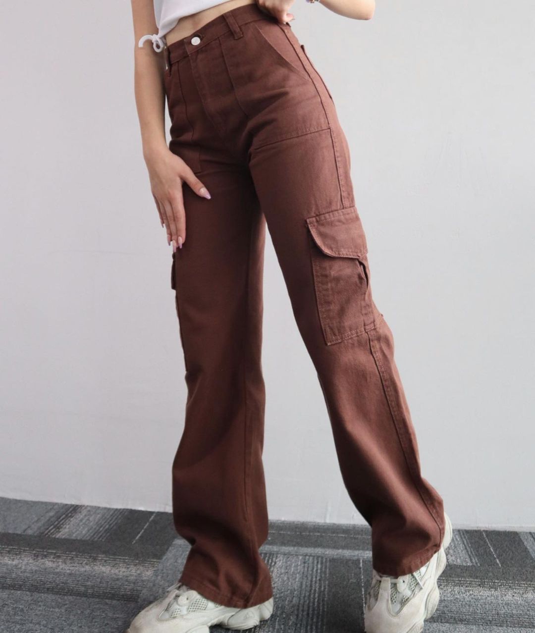 Straight Leg Cargo Pants Women HighWaist Baggy Trousers Lady - 图2