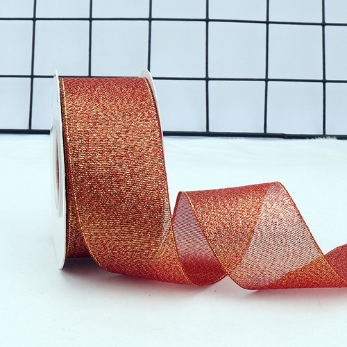 3.8cm25码金银彩葱丝带婚庆圣诞节装饰绸带蛋糕礼品盒鲜花包装带 - 图2