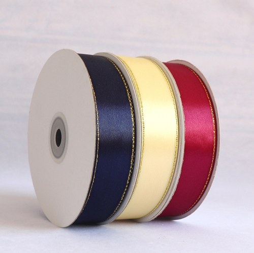 新品2.5cm金边缎带diy礼品鲜花烘焙包装丝带装饰带婚庆定制彩带 - 图3