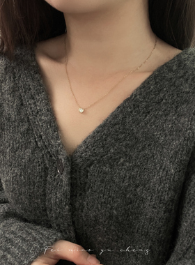 飞鸟屿城「星辰」法式简约百搭天空蓝白色闪锆项链轻奢鼻屎钻颈链