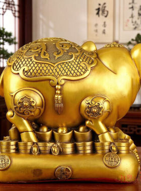 铜猪摆件富足旺财生肖猪富贵吉祥喜庆铜储钱罐工艺品旺财家居摆件
