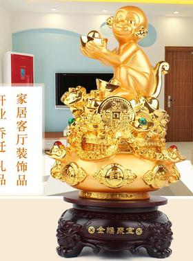 猴子摆件招财聚宝盆生肖猴装饰品