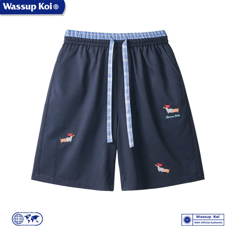 WASSUP KOI腊肠狗刺绣美式运动短裤男夏季宽松运动休闲五分沙滩裤,淘宝优惠券,粉丝福利购,淘宝优惠卷