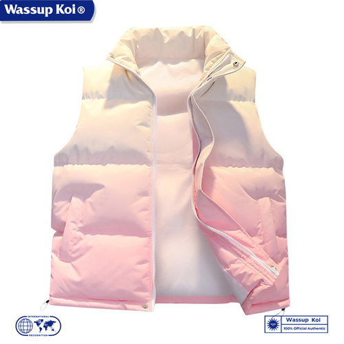 WASSUP KOI联名渐变马甲男士新款秋冬季防寒保暖棉服加厚无袖背心 - 图1
