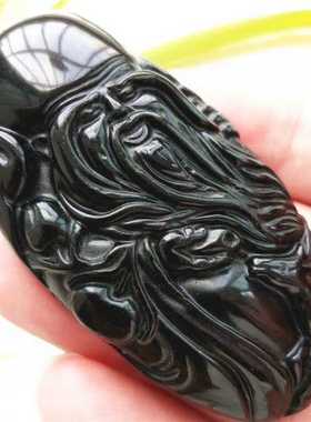 天然寿星吊坠黑曜石南极仙翁大号
