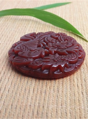 百年好合红玛瑙龙凤呈祥礼品吊坠