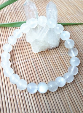 天然白月光石手链单圈女款8MM