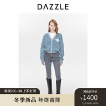 DAZZLE Ground Vegan DA Jacquard Cardigan 2023 Winter New Gentleness Elegant Sweatshirt Jacket Blouse