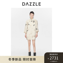 DAZZLE Ground Vegan Flowers Jacquard Qipao 2023 Winter New Chinese Style New Chinese Dress Skirt Woman